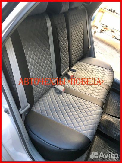 Чехлы Chevrolet Lacetti из экокожи чёрно-серые Ром