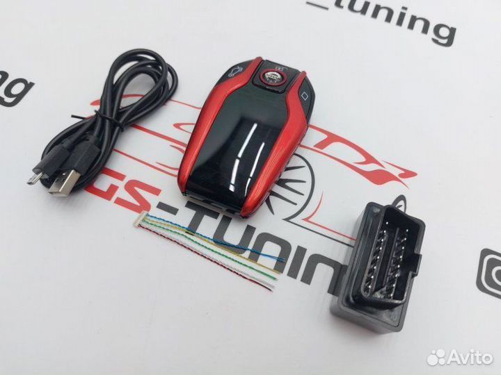 Смарт ключ Ниссан дизайн BMW красный с экраном