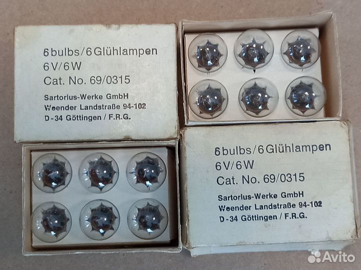 Лампы времен СССР 6v/6w cat № 69/0315 фрг