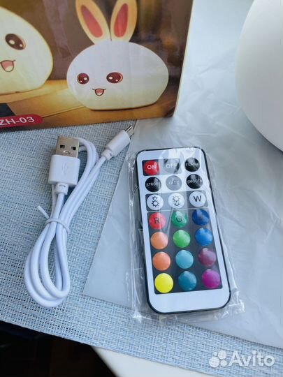 Ночник детский силиконовый зайка с пультом