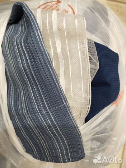 Тюль 2 шт. Синие шторы 3 шт. Длина 260 см