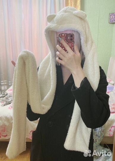 Шапка шарф с ушками y2k