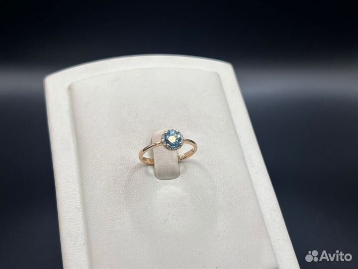 Золотое Кольцо С Бриллиантами и Топазом 585* 1,51г