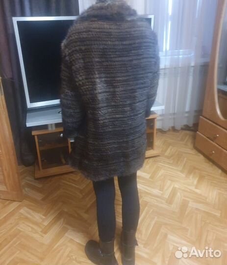 Шуба вязаная норка