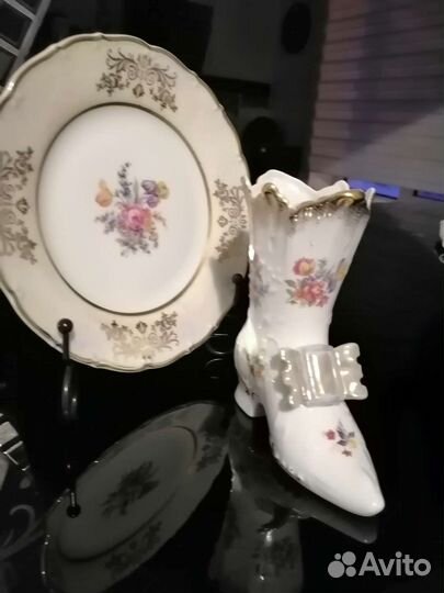 Фарфор, Германия, винтаж, ваза +тарелка