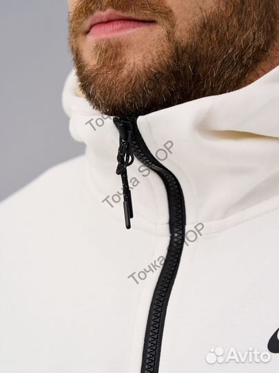 Nike tech fleece зип худи белый