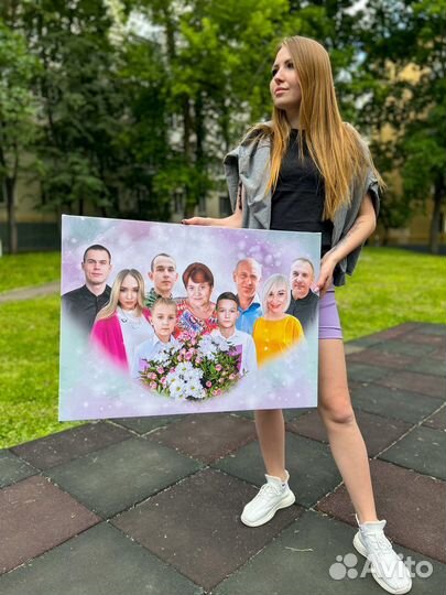 Портрет по фото на холсте