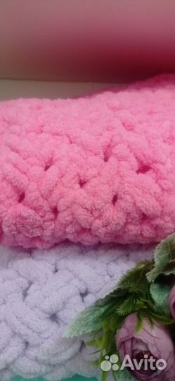 Вязанные пледы пуффи 90*85