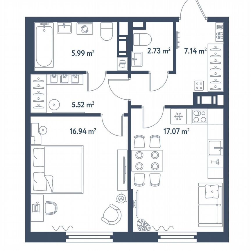 1-к. квартира, 55,4 м², 4/11 эт.