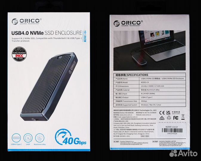 Orico 40 Гбит/с Thunderbolt 3/4 USB Case для SSD