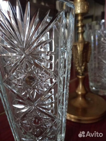 Хрустальные парные вазы винтаж