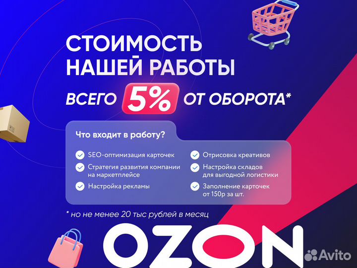 Продвижение на маркетплейсе Ozon за процент продаж
