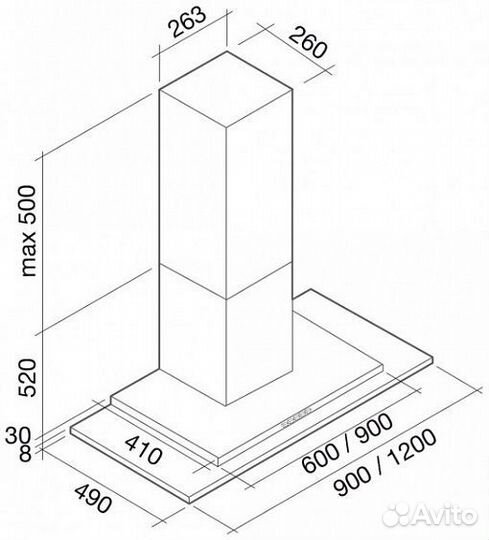 Вытяжка falmec kristal parete 60 ix/glass (800)