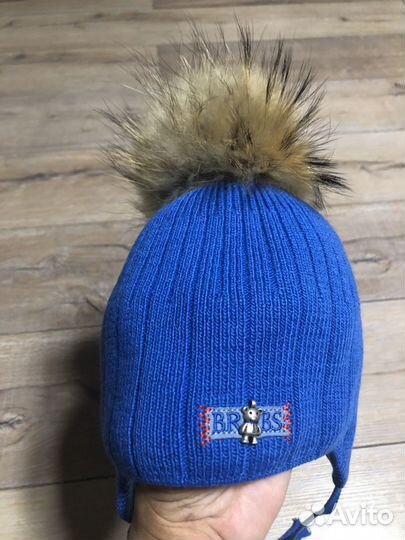 Шапка осень-зима с натуральным помпоном р.42-44