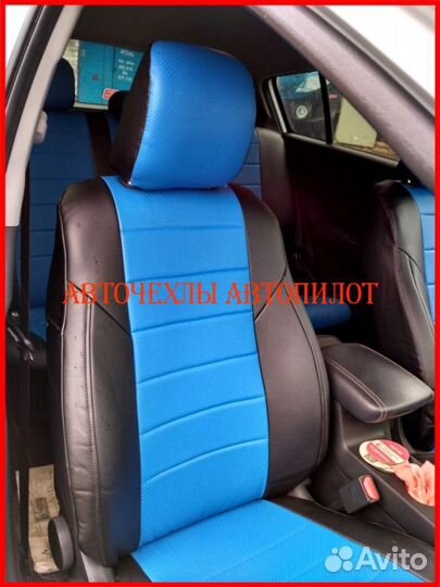 Чехлы Автопилот Kia Sportage 4 из экокожи чёр-син