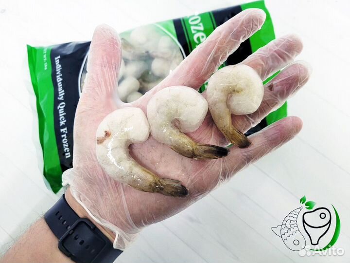 Креветки Ваннамей очищенные на хвосте 26/30 21/25