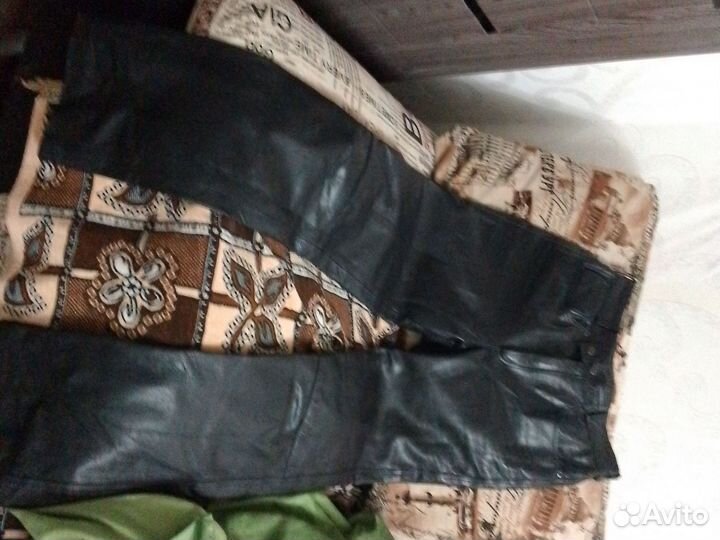 Натуральные кожаные брюки 46р