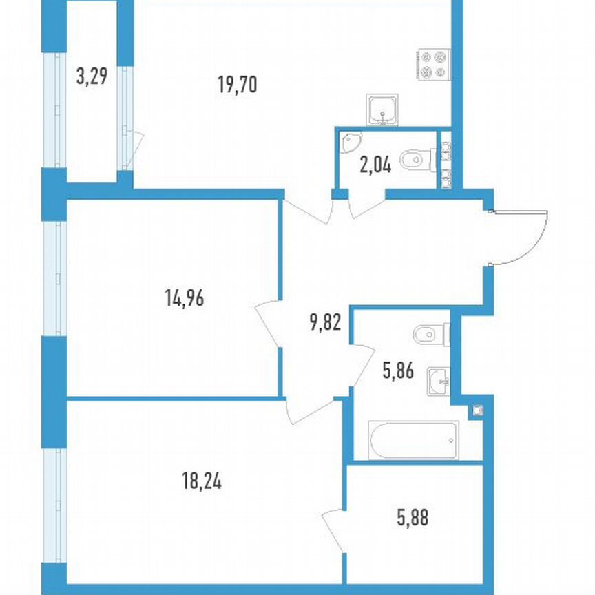 2-к. квартира, 78 м², 4/23 эт.