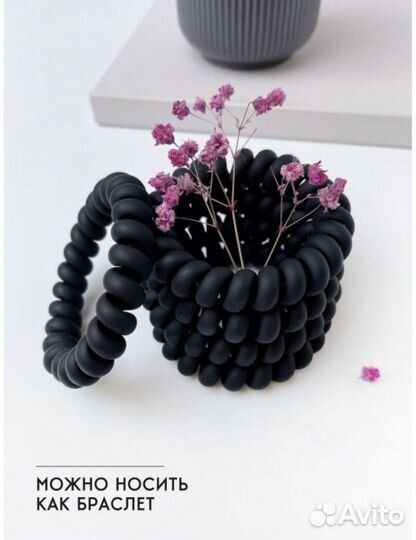 Набор резинок для волос черные матовые пружинки