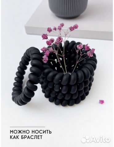 Набор резинок для волос черные матовые пружинки