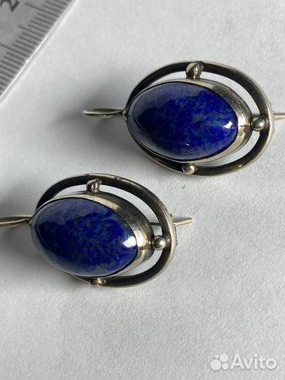 Предлагаются Винтажные крупные серьги. лазурит