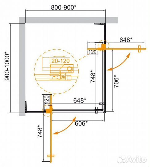 Душевой уголок Cezares Slider AH-2 80x90x195 проф