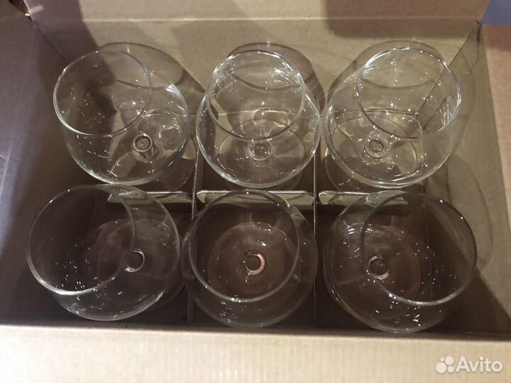 Бокалы под коньяк новые, 250 мл, 6 шт