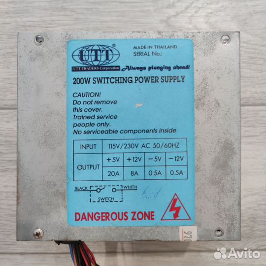 Ретро AT блок питания UTT 200W с дефектами