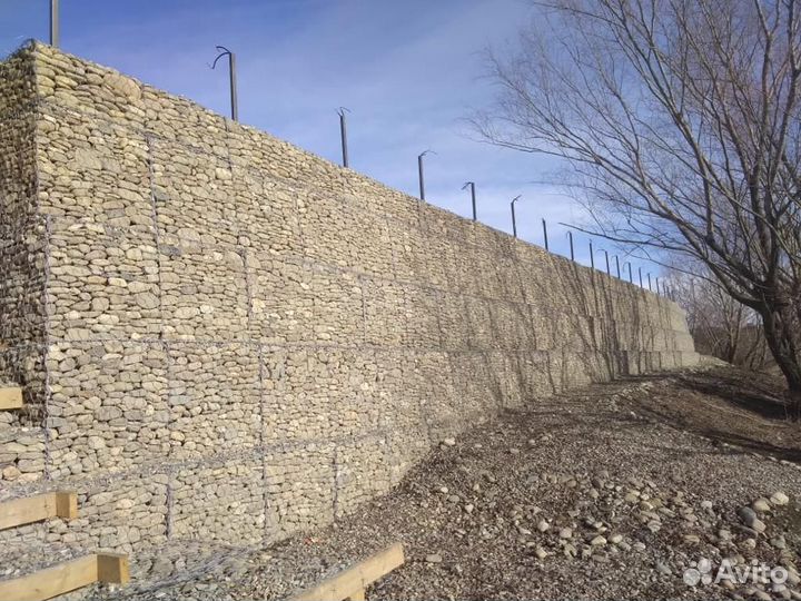 Габионы, Подпорные стенки, Берегоукрепление