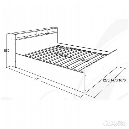 Кровать двуспальная 160х200 на металлическом основ