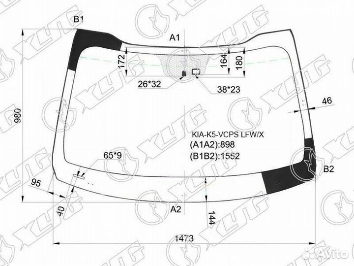 Стекло лобовое + дд KIA optima 4D 10-15