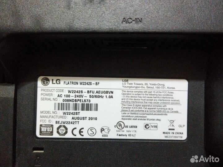 Монитор Lg flatron w2242s