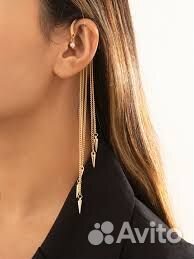 Серьга цепочка с бахромой