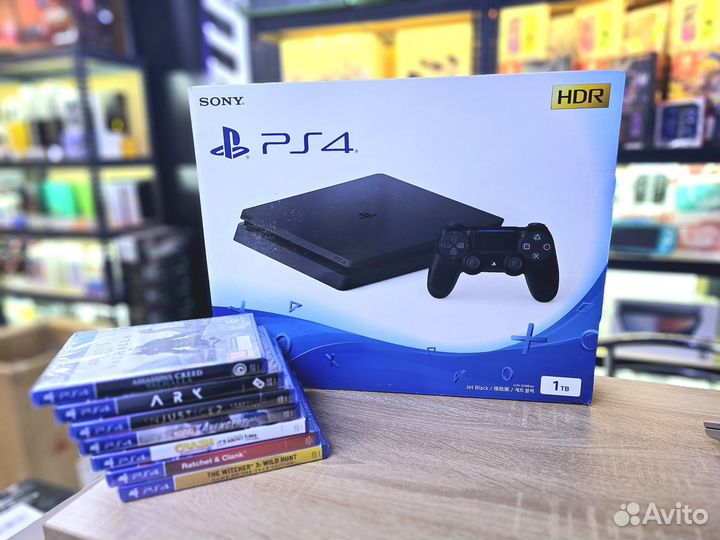 Новая Sony Playstation 4 Slim, 1 тб, 2 джойстика