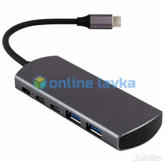 Type-C хаб Red Line 5 в 1 темно серый (ут000028102