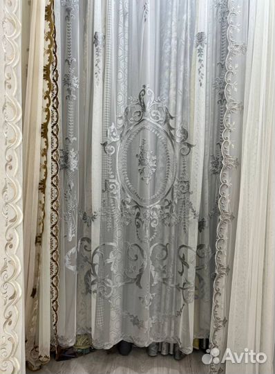 Тюль 3м + накидка новые, своя мастерская штор