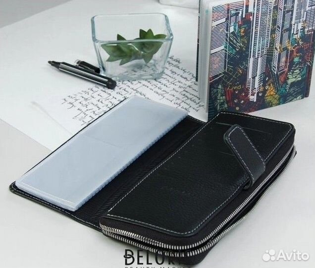 Кошелёк женский Кайман кожа чёрный Россия