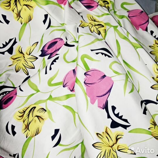 Ткань, роскошный хлопок стрейч тюльпаны лилии