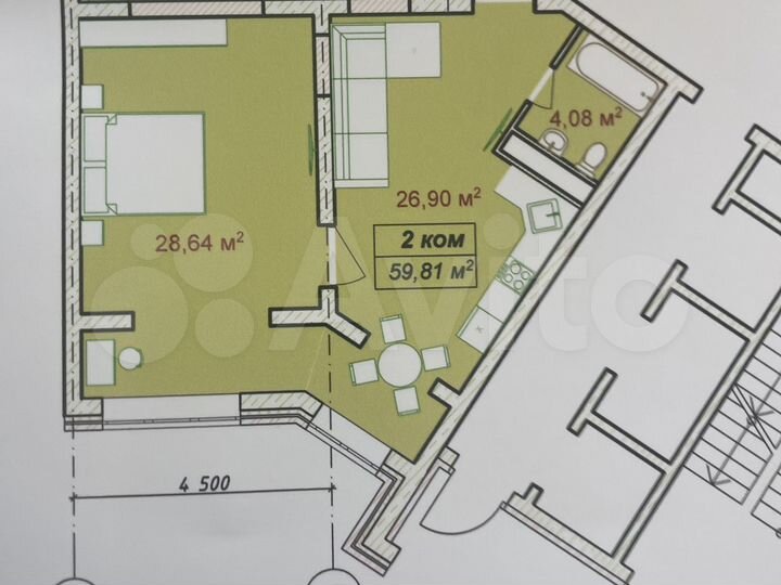 1-к. квартира, 59,8 м², 3/20 эт.