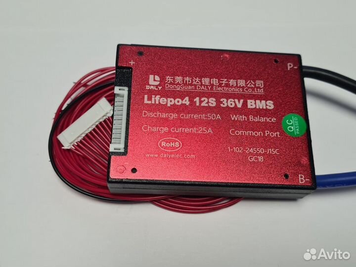 Плата контроля BMS lifepo4 12S 36V 50A