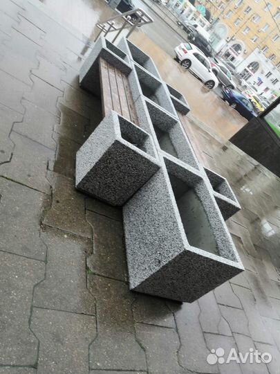 Вазон уличный из фактурного бетона 600х400 мм