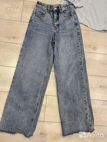 Джинсы wide leg и рубашка Befree XS