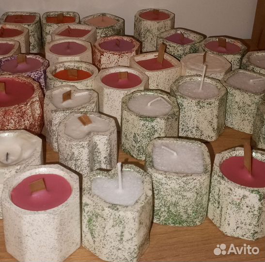 Фигурки из гипса, свечи-елочки, свечи-оленята