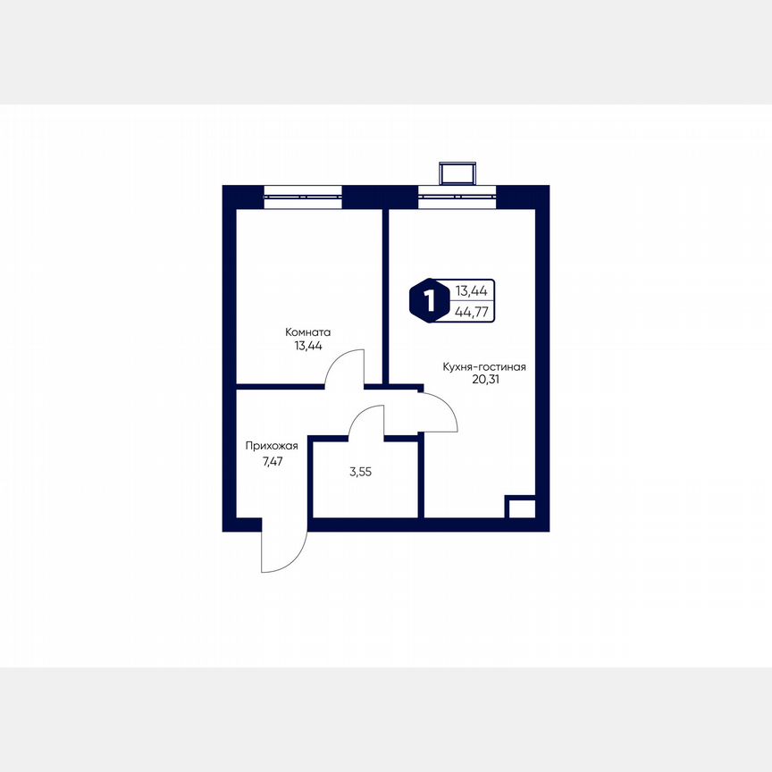 1-к. квартира, 44,8 м², 3/5 эт.