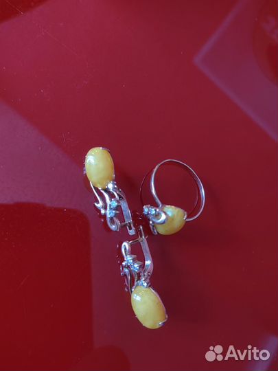 Серебряный комплект кольцо и серьги