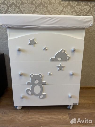 Пеленальный комод с ванночкой Erbesi Cucu белый