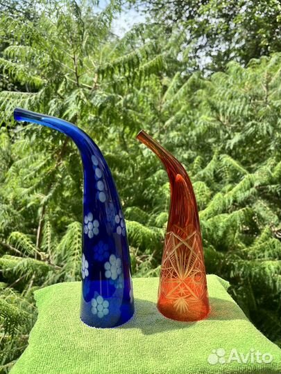 Рог изобилия. Синее и красное стекло. СССР