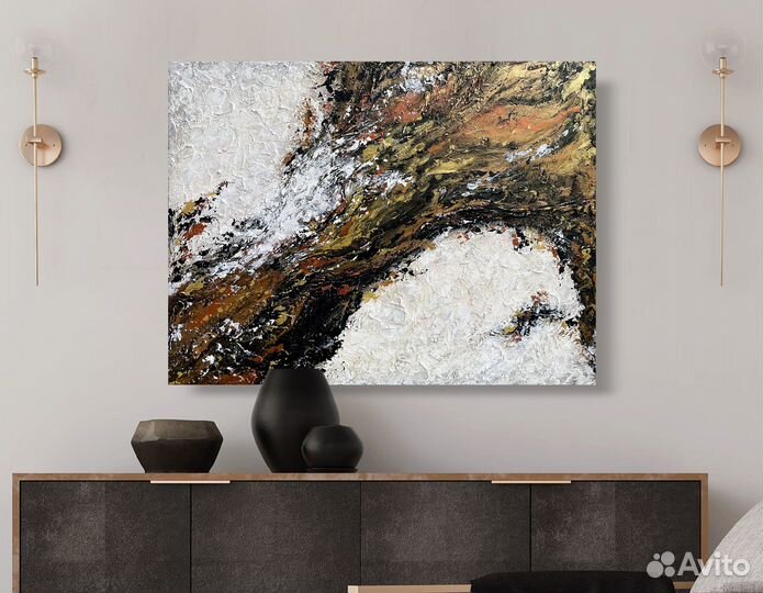 Картина маслом в гостиную над диваном абстракция