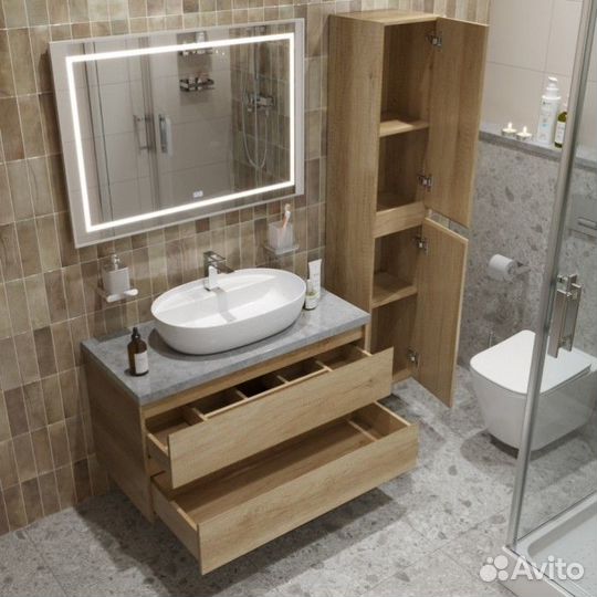 Мебель для ванной BelBagno kraft100RNN-kepmgl-1346-SET Rovere Nebrasca Nature