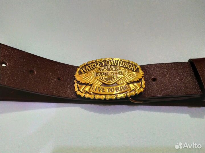 Кожаный ремень ручной работы. Harley-Davidson